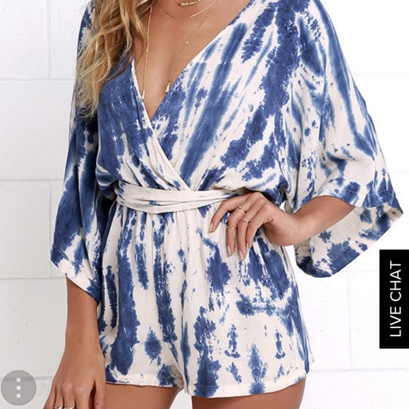 Lulus Dresses & Skirts - Lulu's Blue Tie Die Romper *M*
