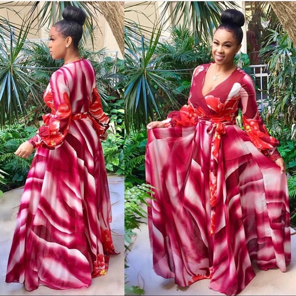 Candy Apple Wrap Maxi Dress
