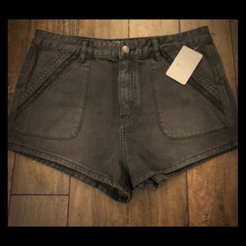 Free People black denim shorts