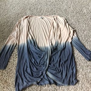 Scoop Front Long Sleeve Ombré Blouse
