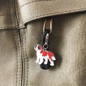 Mini St. Bernard enamel keychain/zipper charm