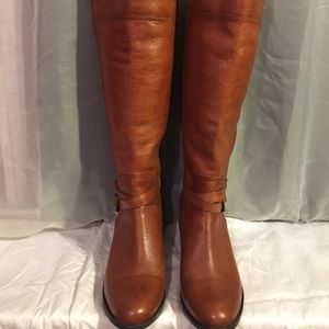 Marc Fisher Round Toe Brown Leather Knee High Boot
