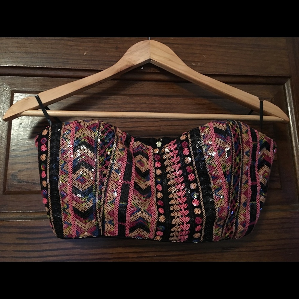 Sequin Crop Top Size Large - Picture 2 of 6