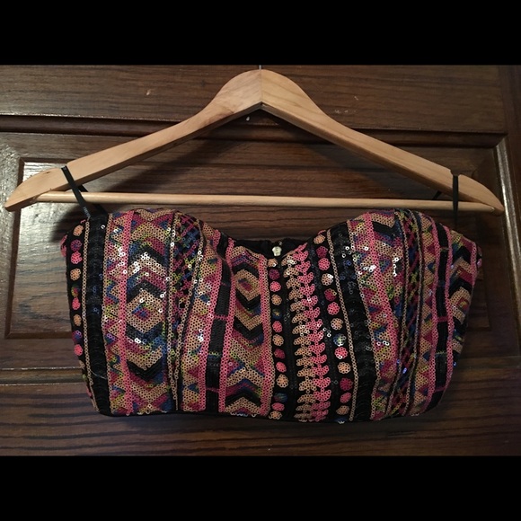 Sequin Crop Top Size Large - Picture 2 of 6