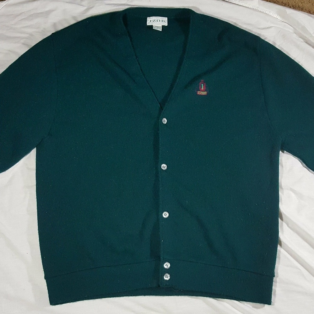 NWOT Vtg IZOD Cardigan Sweater Mens sz XL Green