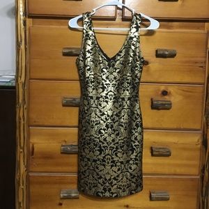 Gold foil minim dress with keyhole back