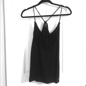 Black racer back fringe tank