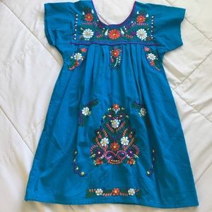 Cute turquoise and floral Mexican dress