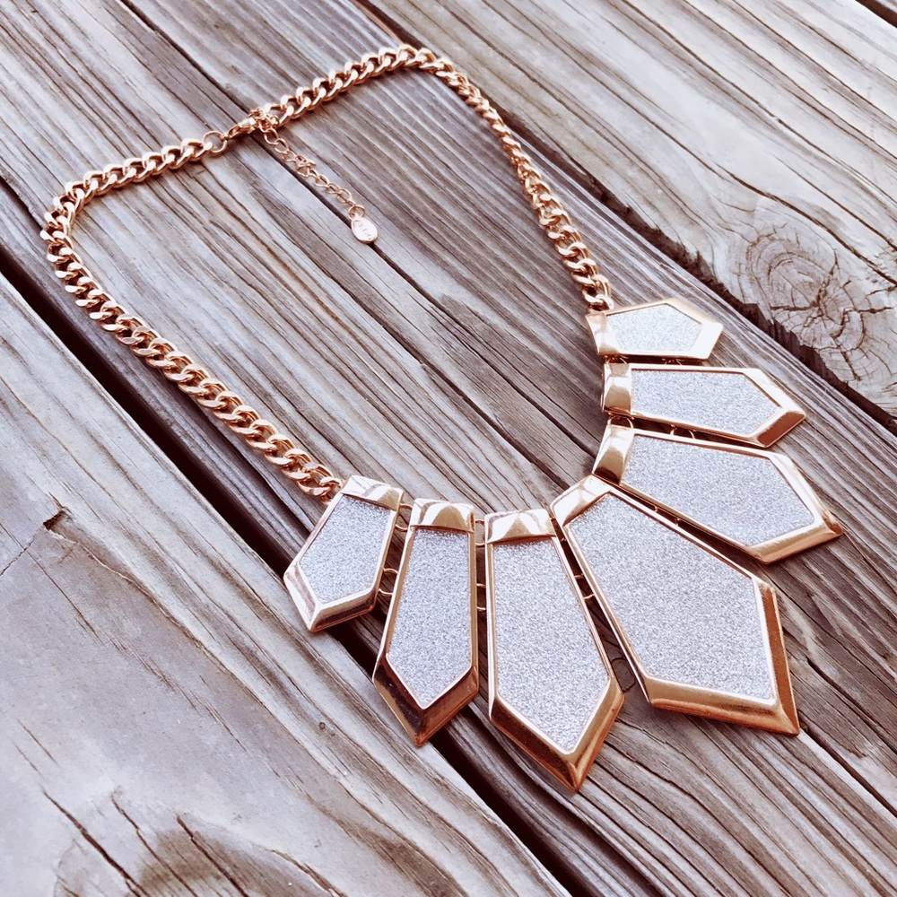 Silver Glitter Statement Necklace