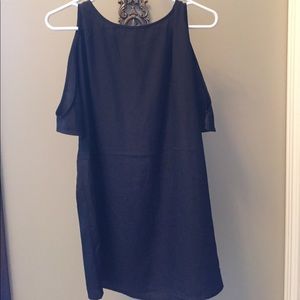 Black silk cold shoulder dress