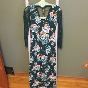 Green floral maxi dress
