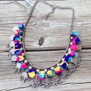 💕HP🔥ASOS Multi Color Pom Ball Statement Necklace