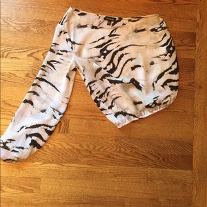 Tiger print one shoulder silk top