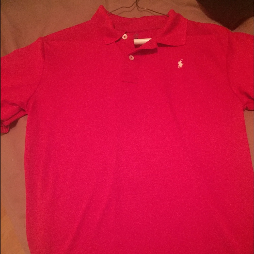 Bright red polo shirt