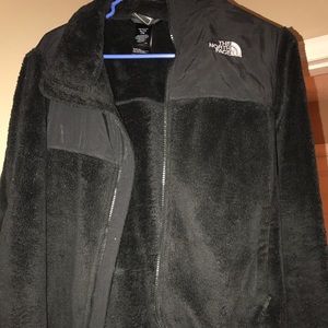 North face fuzzy black jacket