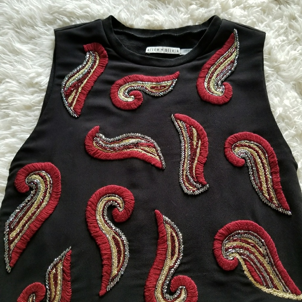 Alice+Olivia red and black lips crop top $398