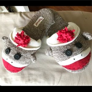 Sock monkey slippers