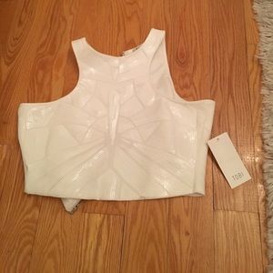 Tobi white Sparkly crop top (NEVER WORN)