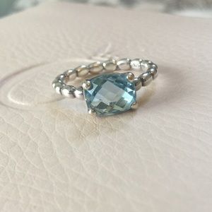 Sz 58 Pandora Cool Breeze Blue Topaz Ring