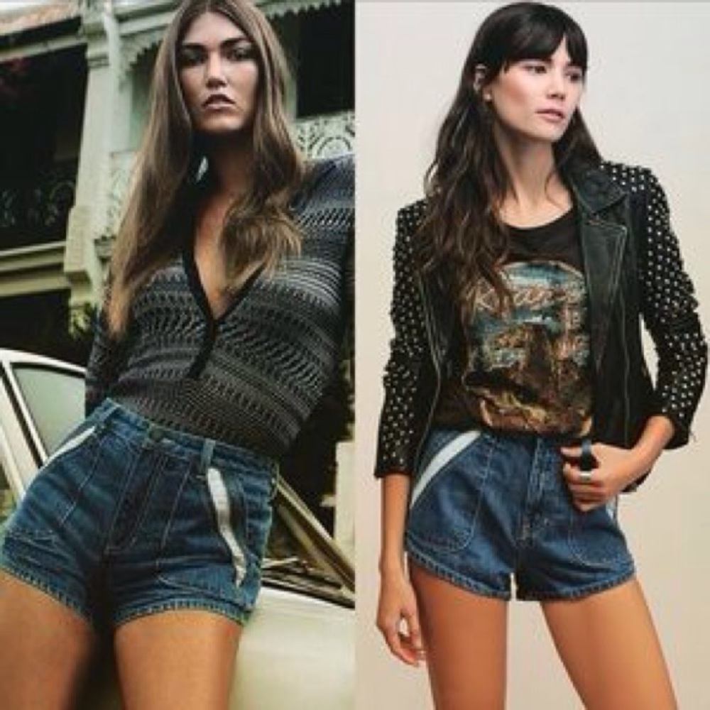 Free People NWT Denim Dark Wash Shorts Sz. 25.