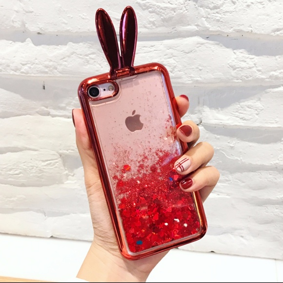 iPhone Red Bunny Glitter Case - Picture 2 of 5