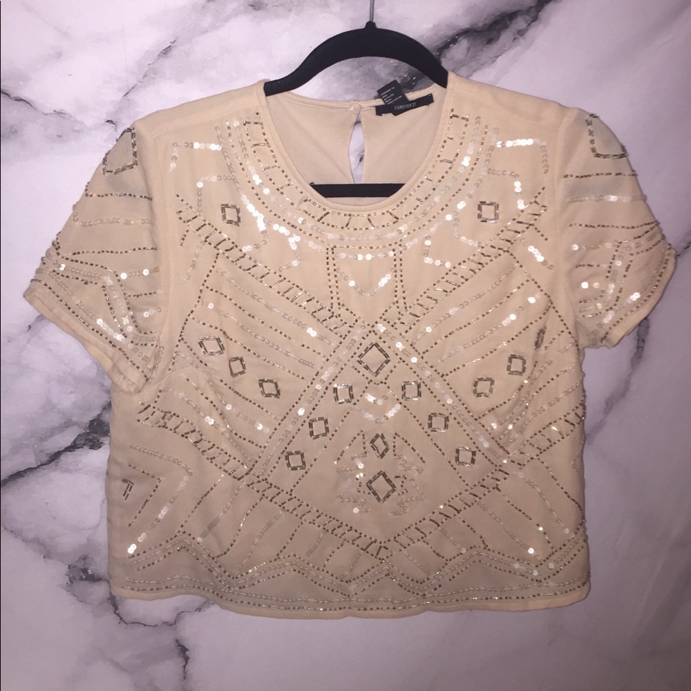 BEADED F21 CROP TOP