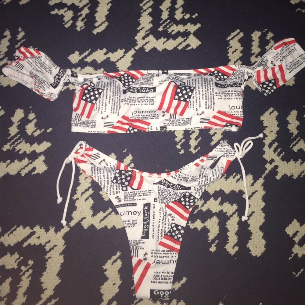 American flag off the shoulders bikini