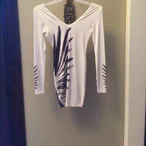 White patterned long sleeve dress