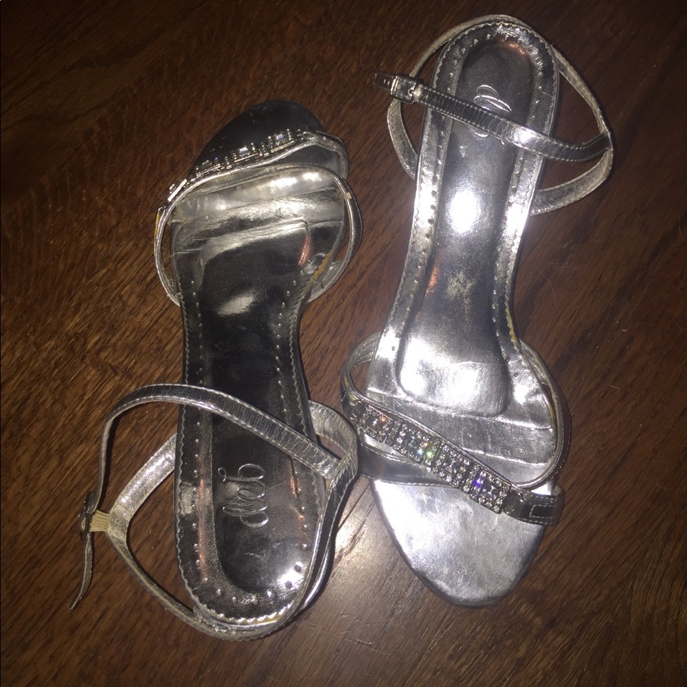 Silver formal low heels. Brand: Deb