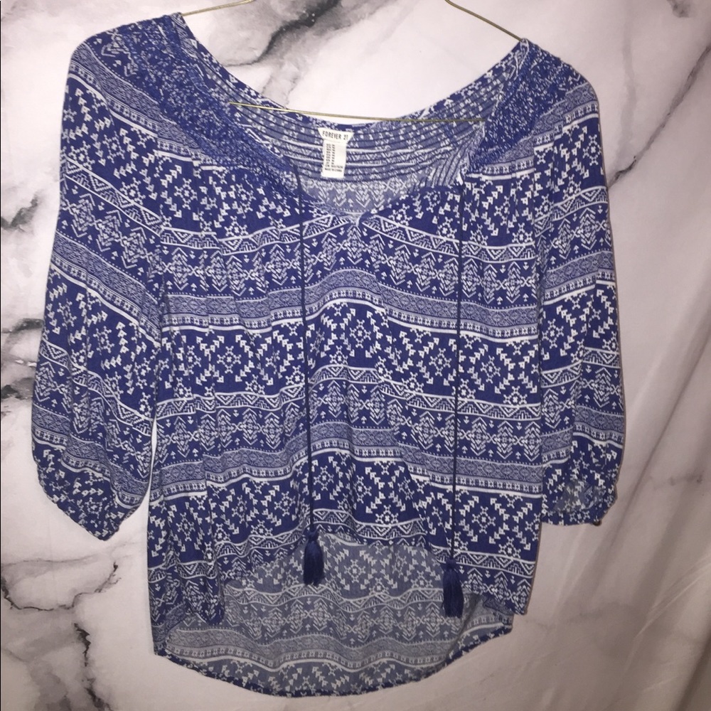 DETAILED PRINT F21 BLOUSE