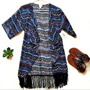 NWT LuLaRoe Monroe Small geometric blue red white