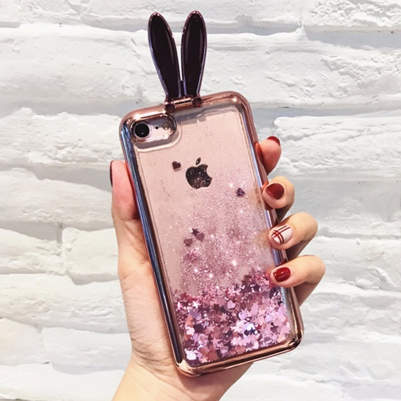 iPhone Pink Bunny Glitter Case - Picture 2 of 4