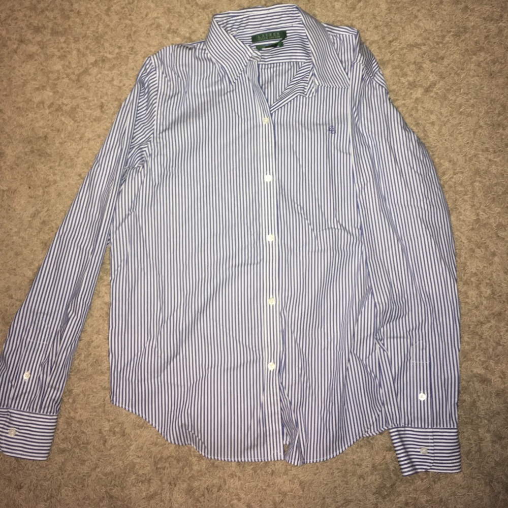 Blue pin strip button down