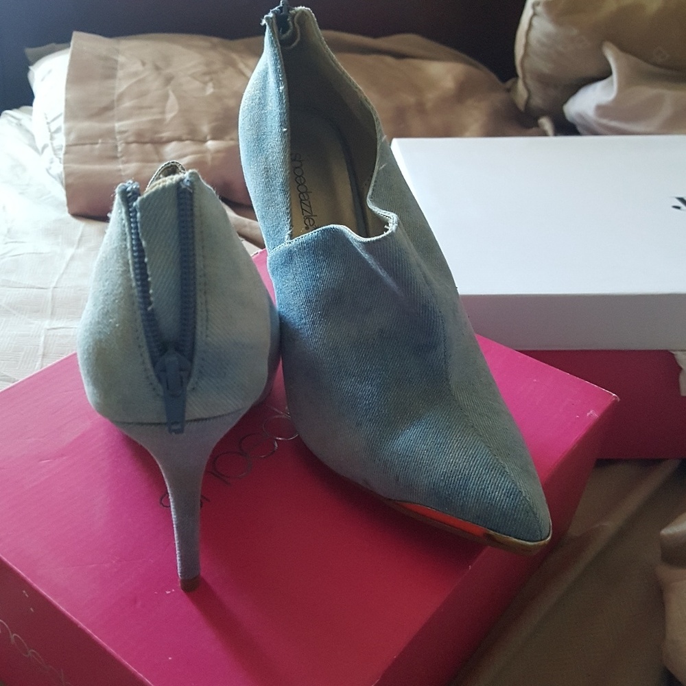 Denim booties