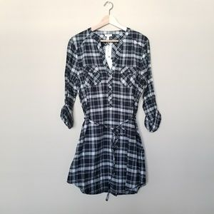 New Soft Joie Plaid Pocket Waist Belt Dress L $188
