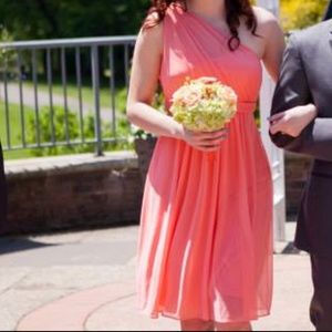 One Shoulder Cocktail Dress w/ Illusion Neckline