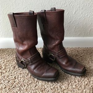 Frye "Belted Harness" Boots, size 8, Chestnut