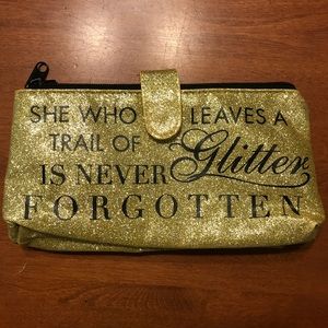 Gold glittery makeup bag