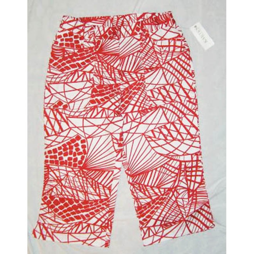 Kaktus Red/White Capri Pants Size EXTRA LARGE