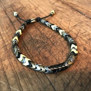 M.Cohen Silver/brass African glass Navajo bracelet