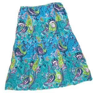 KAKTUS Aqua/Green Paisley Peasant Skirt Sz X-LARGE