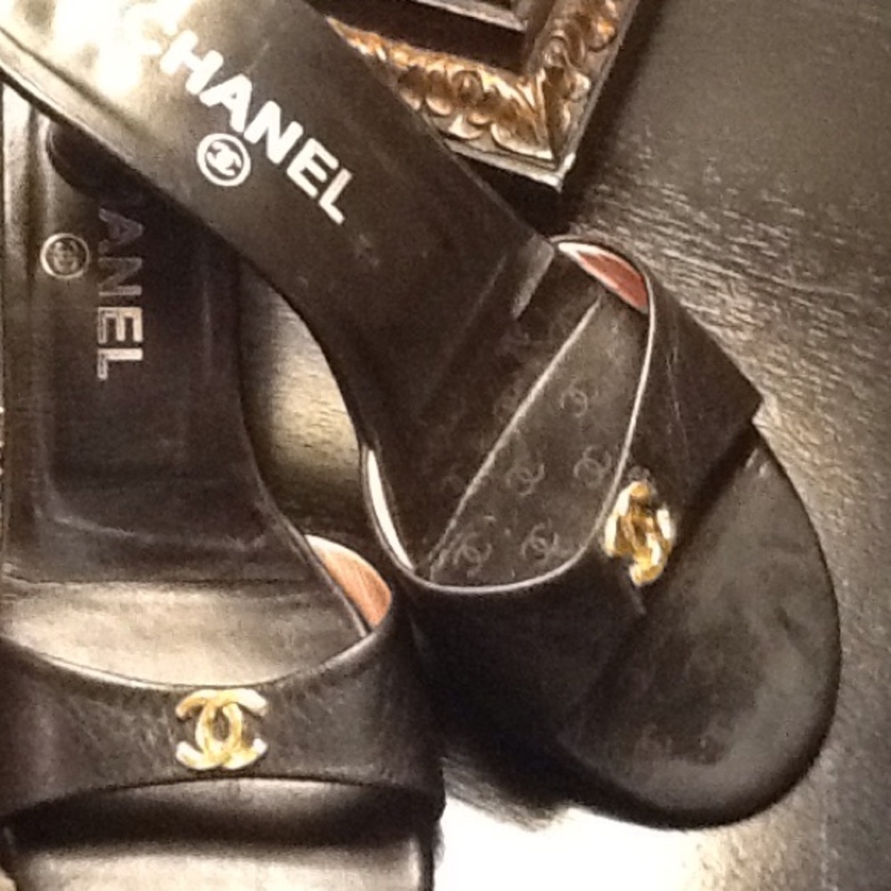 Authentic Chanel Leather Slides