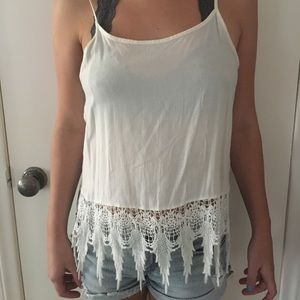 White top with lace trip