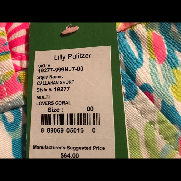 New Lilly Pulitzer lovers Coral shorts Sz 00 - Picture 3 of 4