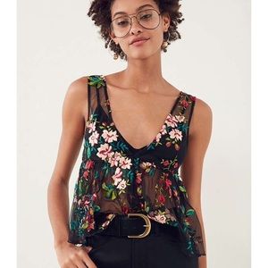 NWT Urban Outfitters Embroidered Floral Mesh top M