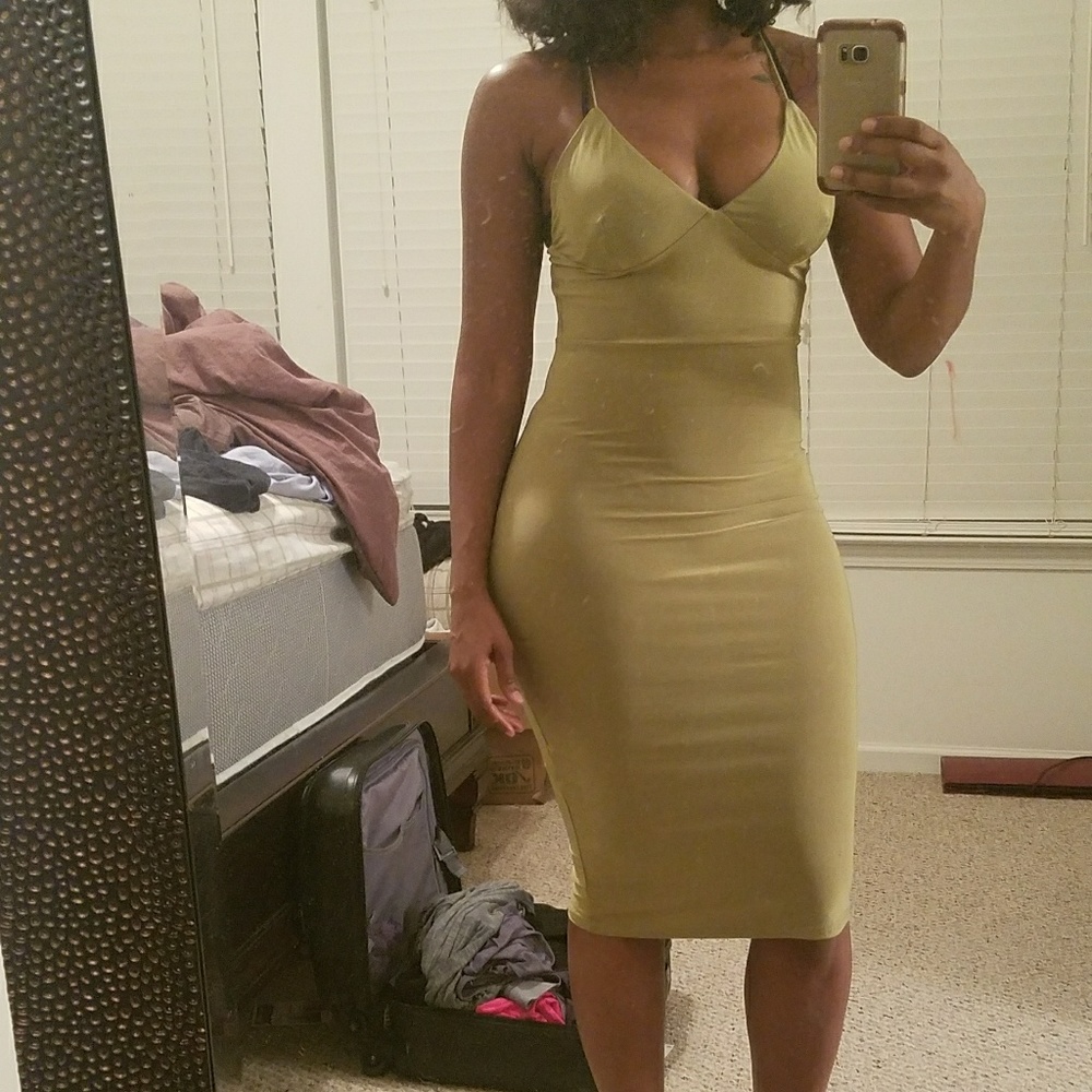 **SOLD ** Olive Slinky Spandex Midi