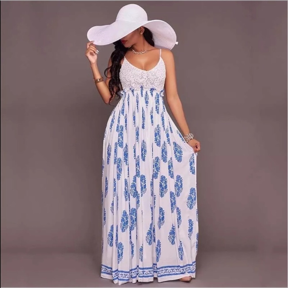 Petite Sz M Beautiful Print Backless Sundress - Picture 2 of 6