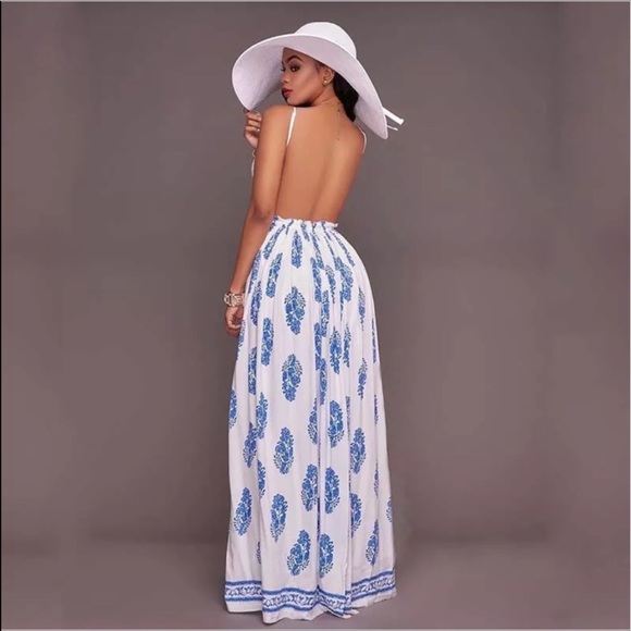 Petite Sz M Beautiful Print Backless Sundress - Picture 3 of 6