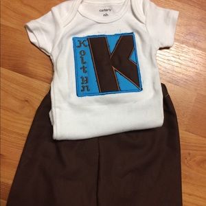 Baby two piece initial name set