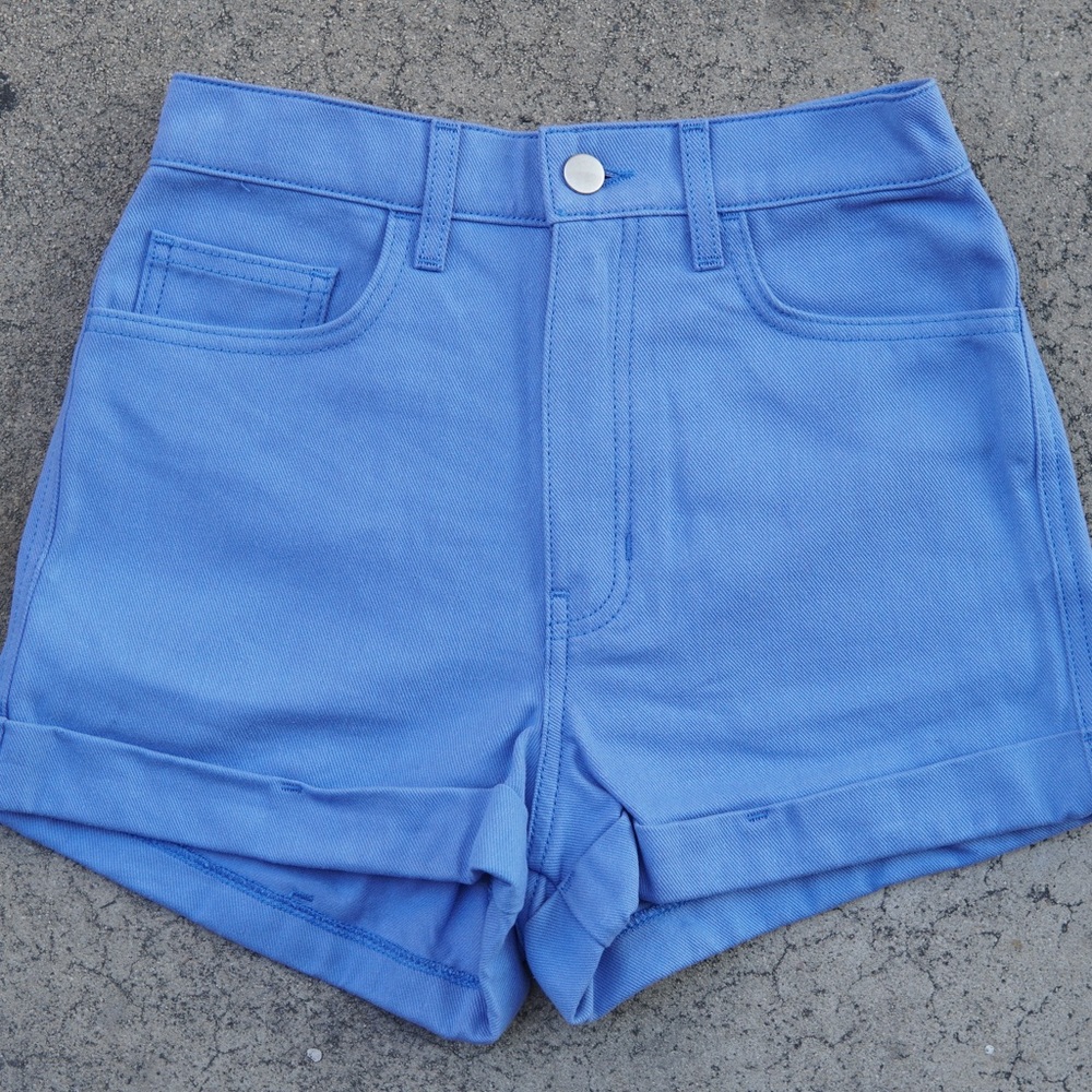 AMERICAN APPAREL Denim High Waist Cuff Short